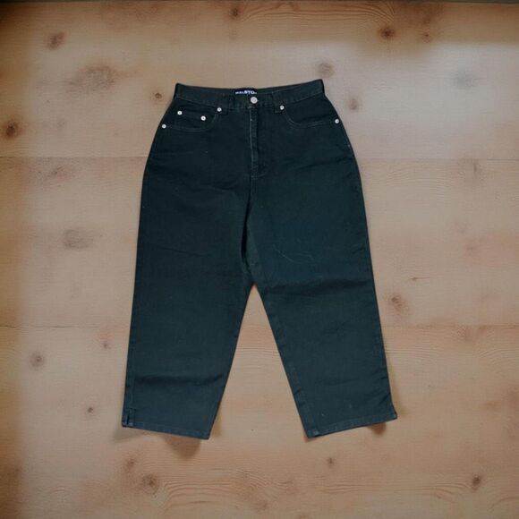 NWOT Halston Jeanswear Size 12 Dark Green Capri Denim Jeans Size 28 #92 - Picture 1 of 5